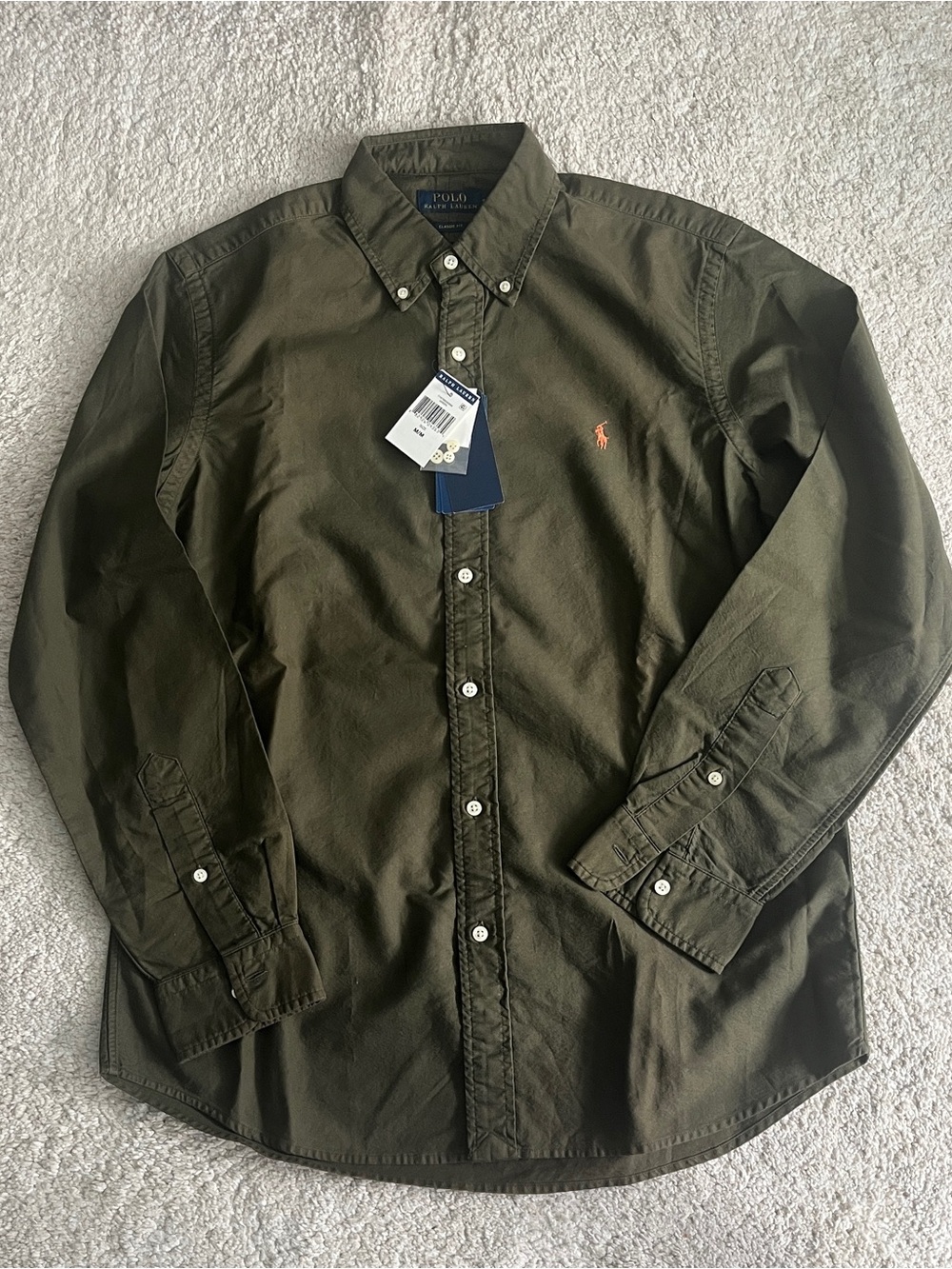 Polo by Ralph Lauren Dark Olive Button-Down Shirt with Contrast Pony